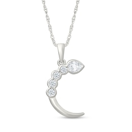 0.23 CT. T.W. Pear and Round Certified Lab-Grown Diamond Crescent Necklace in Sterling Silver (I/SI2) - 18"