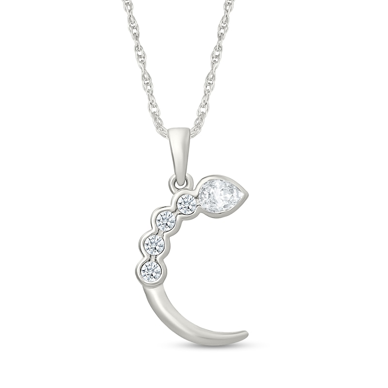0.23 CT. T.W. Pear and Round Certified Lab-Grown Diamond Crescent Necklace in Sterling Silver (I/SI2) - 18"