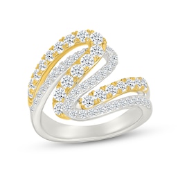 1.23 CT. T.W. Certified Lab-Grown Diamond Curve Fashion Ring in 10K Two-Tone Gold (I/SI2)