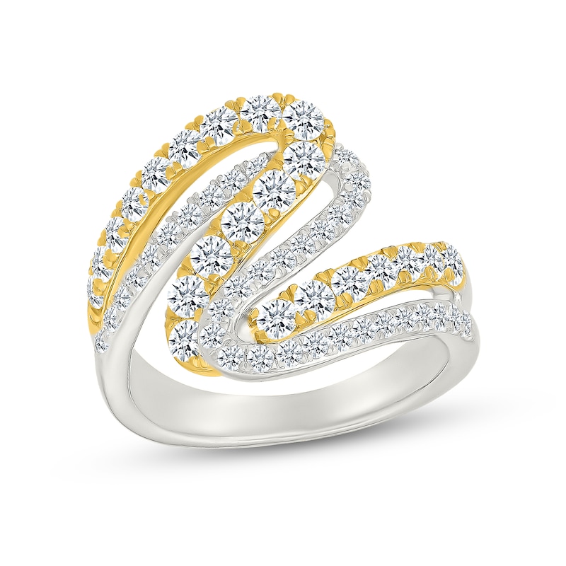 1.23 CT. T.W. Certified Lab-Grown Diamond Curve Fashion Ring in 10K Two-Tone Gold (I/SI2)
