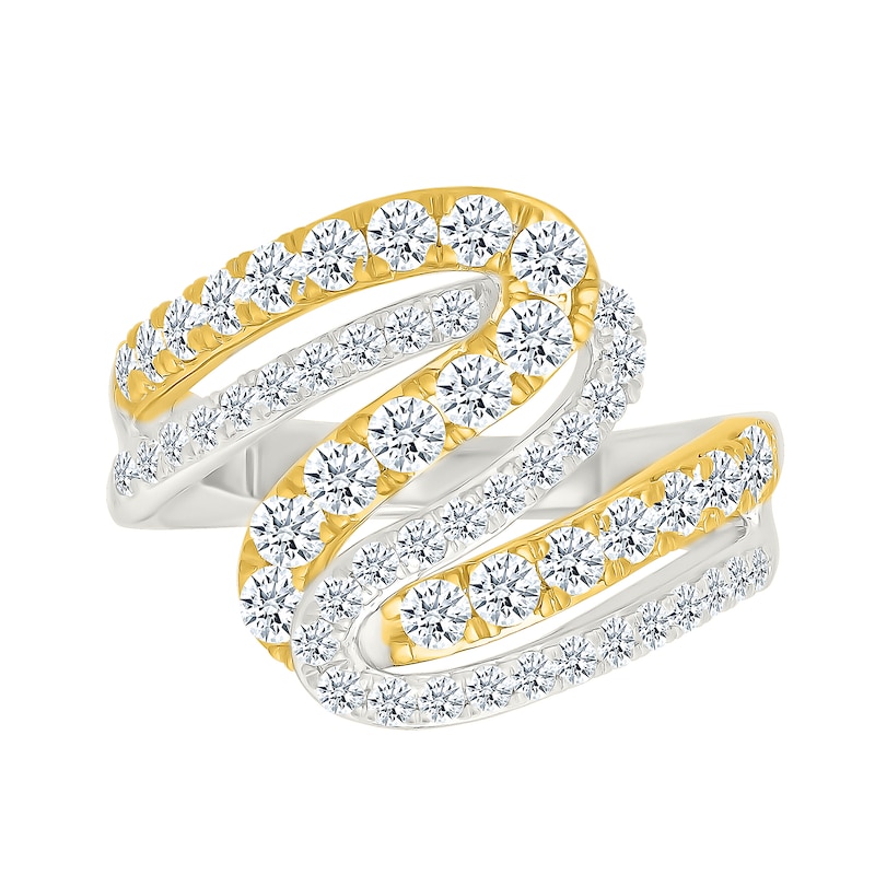 1.23 CT. T.W. Certified Lab-Grown Diamond Curve Fashion Ring in 10K Two-Tone Gold (I/SI2)