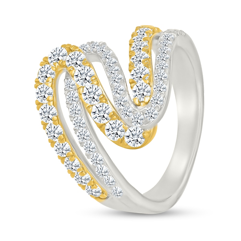 1.23 CT. T.W. Certified Lab-Grown Diamond Curve Fashion Ring in 10K Two-Tone Gold (I/SI2)