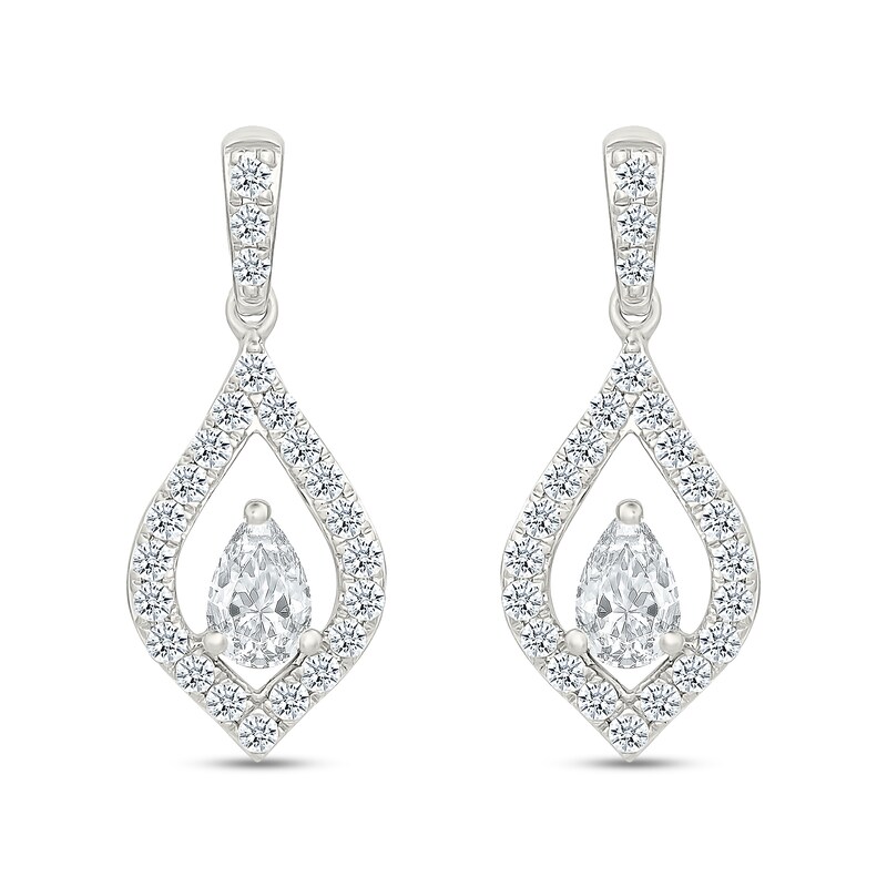 0.69 CT. T.W. Pear-Shaped and Round Certified Lab-Grown Diamond Drop Earrings in 10K White Gold (I/SI2)