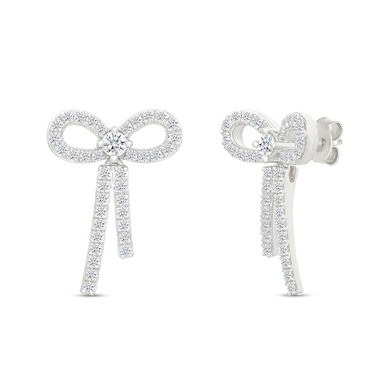 0.58 CT. T.W. Certified Lab-Grown Diamond Bow Drop Earrings in Sterling Silver (I/SI2)
