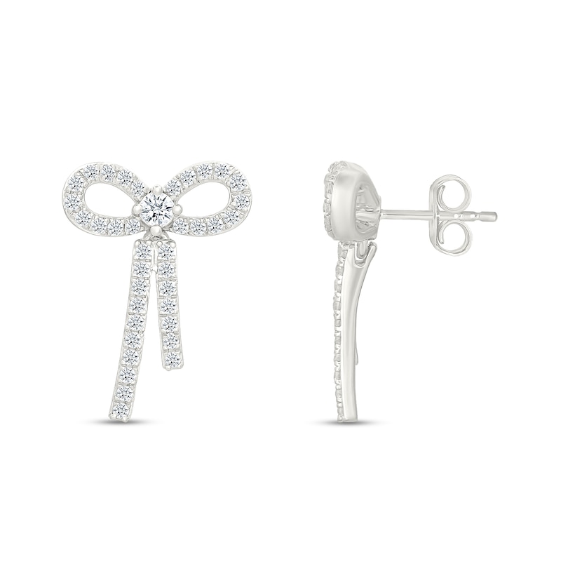 0.58 CT. T.W. Certified Lab-Grown Diamond Bow Drop Earrings in Sterling Silver (I/SI2)