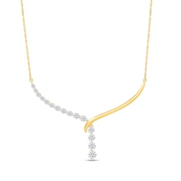 0.95 CT. T.W. Certified Lab-Grown Diamond Chevron Drop Necklace in 10K Gold (I/SI2) - 18"