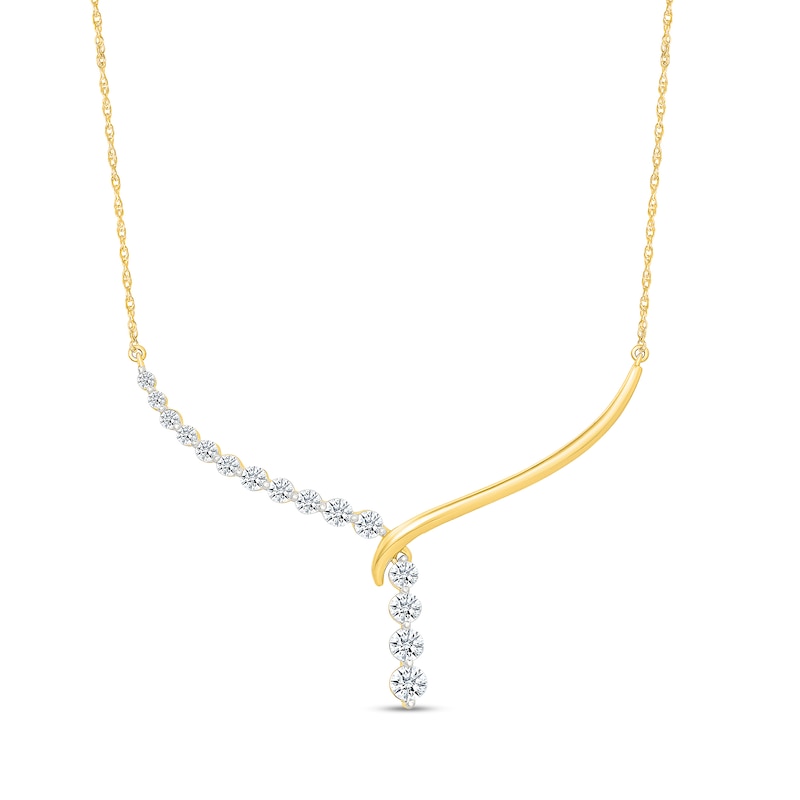 0.95 CT. T.W. Certified Lab-Grown Diamond Chevron Drop Necklace in 10K Gold (I/SI2) - 18"