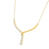 Thumbnail Image 2 of 0.95 CT. T.W. Certified Lab-Grown Diamond Chevron Drop Necklace in 10K Gold (I/SI2) - 18"