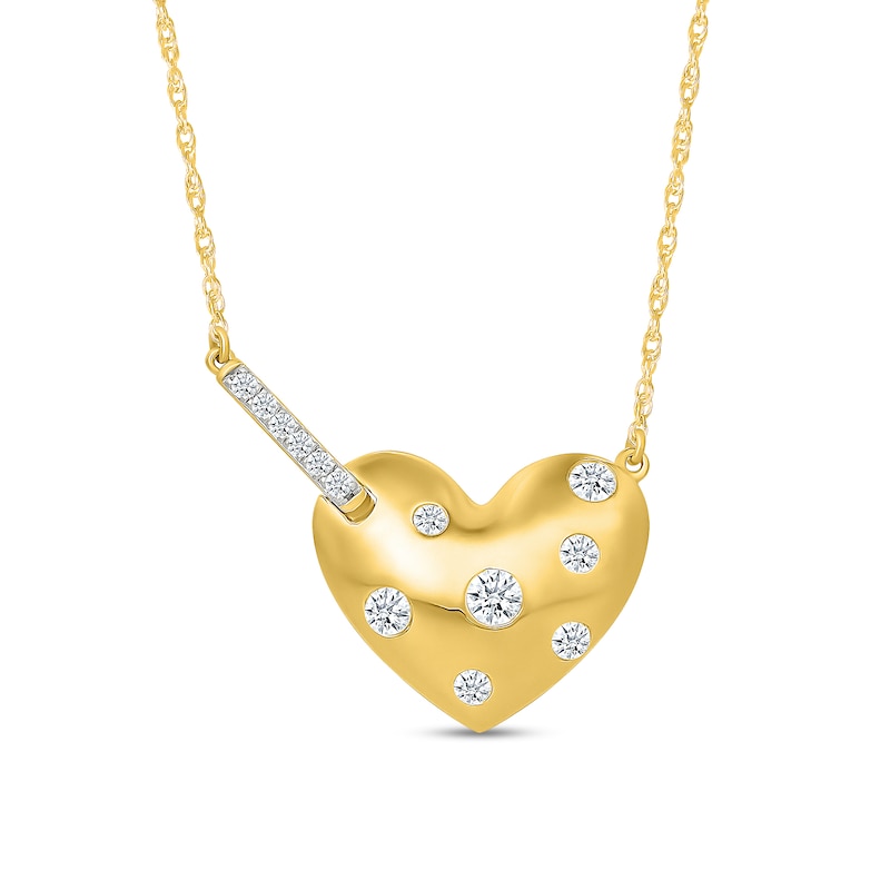 0.29 CT. T.W. Certified Lab-Grown Diamond Scatter Heart Necklace in Sterling Silver with 10K Gold Plate (I/SI2) - 18"