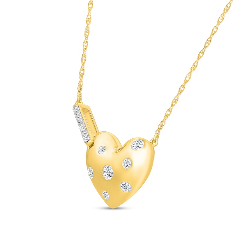 0.29 CT. T.W. Certified Lab-Grown Diamond Scatter Heart Necklace in Sterling Silver with 10K Gold Plate (I/SI2) - 18"