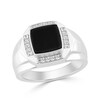 Thumbnail Image 1 of Cushion-Cut Black Onyx and 0.15 CT. T.W. Diamond Ring in 10K White Gold