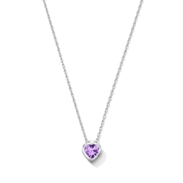 Heart-Shaped Amethyst Solitaire Pendant in Sterling Silver