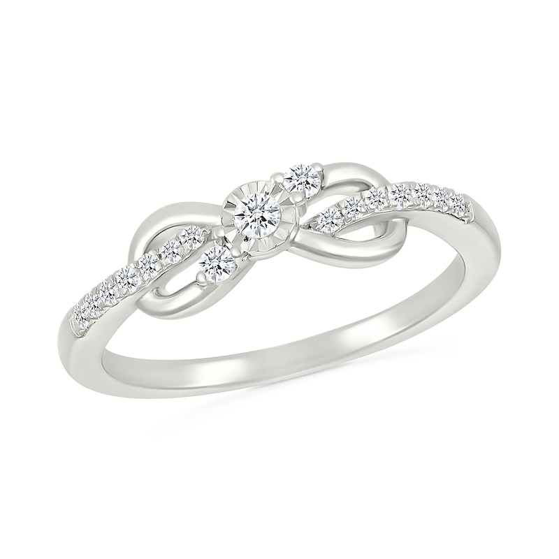 0.14 CT. T.W. Diamond Infinity Swirl Promise Ring in Sterling Silver