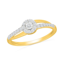0.23 CT. T.W. Lab-Grown Diamond Halo Split Shank Promise Ring in 10K Gold (F/VS2)