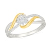 Thumbnail Image 1 of 0.14 CT. T.W. Diamond Starburst Halo Swirl Promise Ring in Sterling Silver and 10K Gold Plate