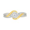 Thumbnail Image 3 of 0.14 CT. T.W. Diamond Starburst Halo Swirl Promise Ring in Sterling Silver and 10K Gold Plate