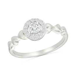 0.29 CT. T.W. Lab-Grown Diamond Halo Heart Shank Promise Ring in 10K White Gold (F/VS2)