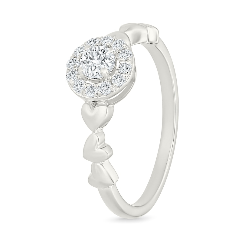 0.29 CT. T.W. Lab-Grown Diamond Halo Heart Shank Promise Ring 10K White Gold (F/VS2)