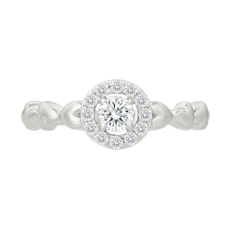 0.29 CT. T.W. Lab-Grown Diamond Halo Heart Shank Promise Ring 10K White Gold (F/VS2)