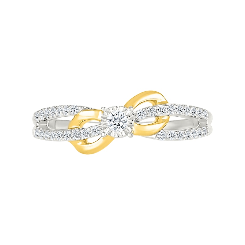 0.18 CT. T.W. Diamond Infinity Swirl Promise Ring in Sterling Silver with 10K Gold Plate