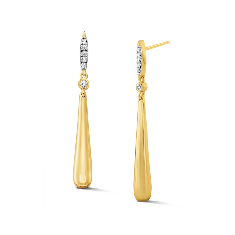 0.10 CT. T.W. Certified Lab-Grown Diamond Drop Earrings in Sterling Silver with 10K Gold Plate (F/SI2)