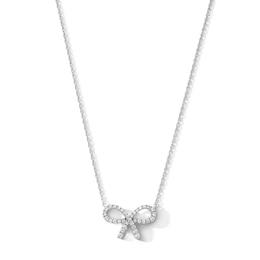 0.30 CT. T.W. Certified Lab-Grown Diamond Bow Necklace in Sterling Silver (F/SI2) - 18"