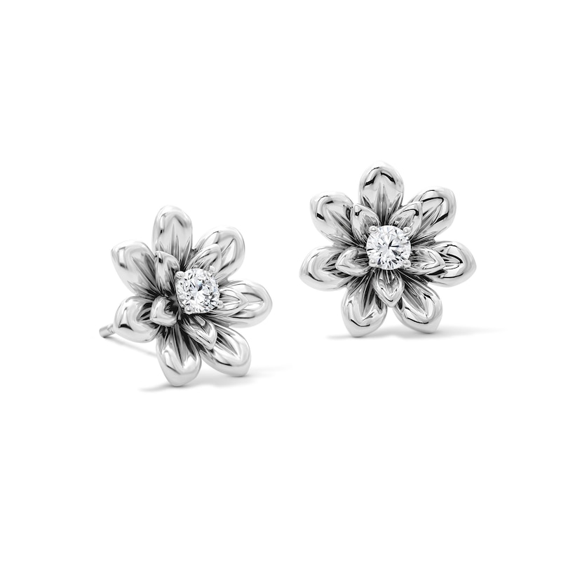 0.18 CT. T.W. Certified Lab-Grown Diamond Solitaire Flower Stud Earrings in Sterling Silver (F/SI2)