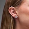 Thumbnail Image 2 of 0.18 CT. T.W. Certified Lab-Grown Diamond Solitaire Flower Stud Earrings in Sterling Silver (F/SI2)