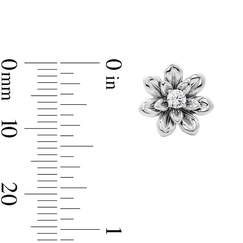 0.18 CT. T.W. Certified Lab-Grown Diamond Solitaire Flower Stud Earrings in Sterling Silver (F/SI2)