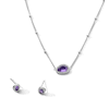 Thumbnail Image 1 of Amethyst and White Lab-Created Sapphire Necklace and Stud Earrings Set in Sterling Silver