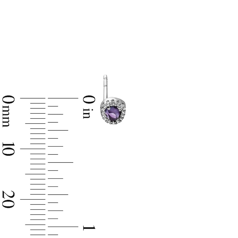 Main Image 3 of Amethyst and White Lab-Created Sapphire Necklace and Stud Earrings Set in Sterling Silver