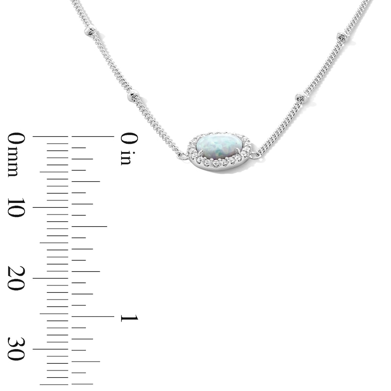 Main Image 2 of Lab-Created Opal and White Lab-Created Sapphire Necklace and Earrings Set in Sterling Silver
