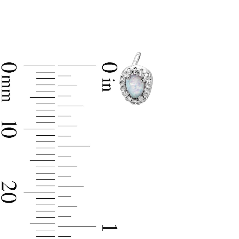 Main Image 3 of Lab-Created Opal and White Lab-Created Sapphire Necklace and Earrings Set in Sterling Silver