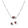 Thumbnail Image 1 of Garnet and White Lab-Created Sapphire Necklace and Earrings Set in Sterling Silver