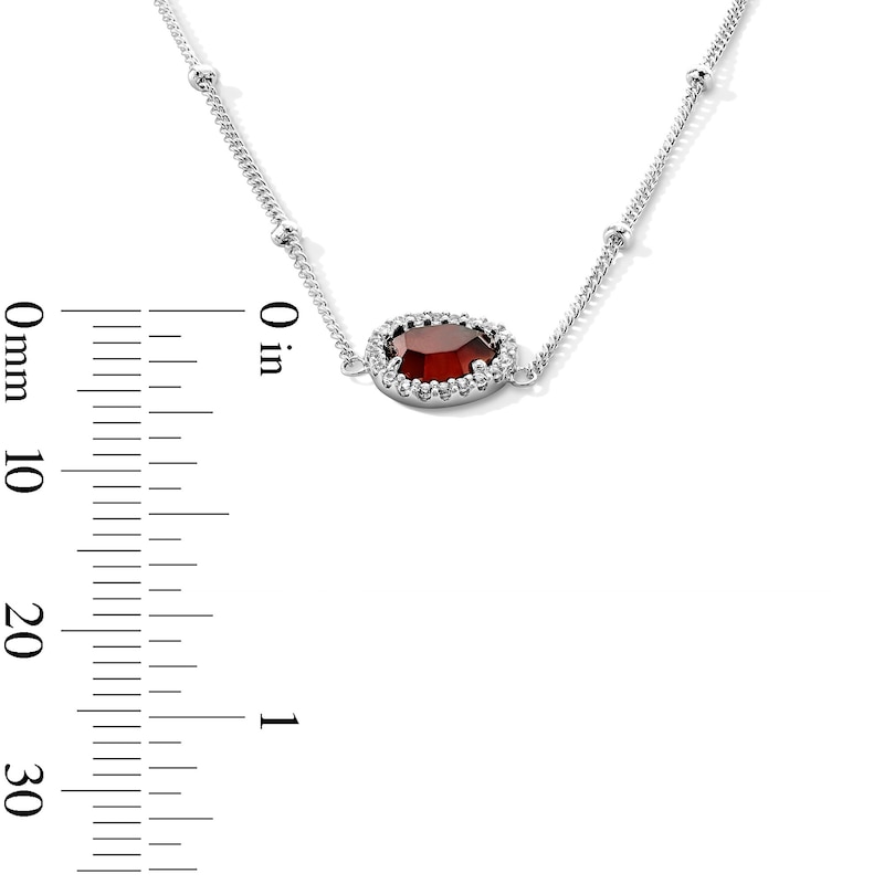 Main Image 2 of Garnet and White Lab-Created Sapphire Necklace and Earrings Set in Sterling Silver