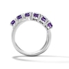 Thumbnail Image 2 of EFFY™ Collection Oval Amethyst and White Zircon Crossover Ring in Sterling Silver