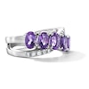 Thumbnail Image 3 of EFFY™ Collection Oval Amethyst and White Zircon Crossover Ring in Sterling Silver