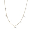 Thumbnail Image 1 of Cultured Pearl and 0.10 CT. T.W. Lab-Grown Diamond Station Necklace in Sterling Silver with 24K Gold Plate - 18"