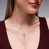 Thumbnail Image 2 of 0.10 CT. T.W. Certified Lab-Grown Diamond Crucifix Necklace in Sterling Silver (F/SI2) - 18"