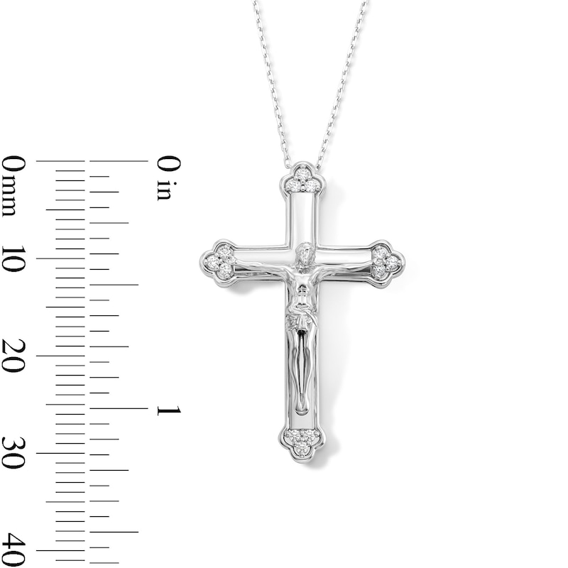 0.10 CT. T.W. Certified Lab-Grown Diamond Crucifix Necklace in Sterling Silver (F/SI2) - 18"