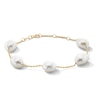 Thumbnail Image 1 of Baroque Cultured Pearl Station Bracelet in Sterling Silver with 24K Gold Plate - 7.5"