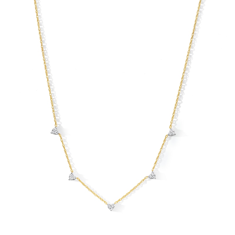Main Image 1 of 0.25 CT. T.W. Lab-Grown Diamond Heart Station Necklace in Sterling Silver with 14K Gold Plate (I/I1)