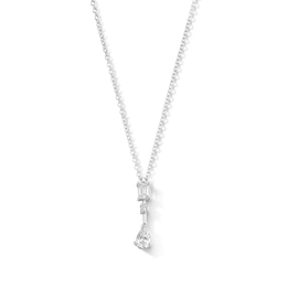 0.50 CT. T.W. Multi-Shape Certified Lab-Grown Diamond Drop Necklace in Sterling Silver (F/SI2) - 18"
