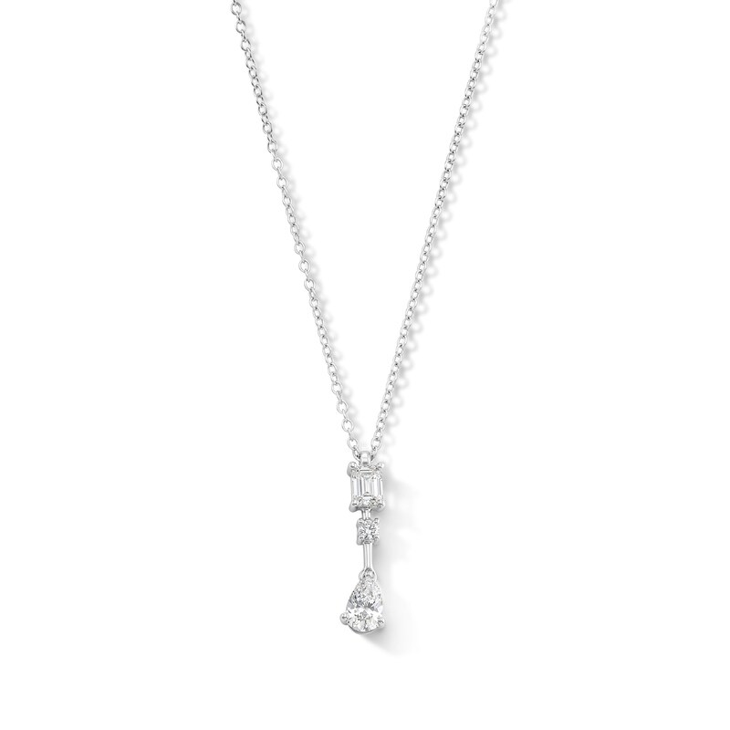 0.50 CT. T.W. Multi-Shape Certified Lab-Grown Diamond Drop Necklace in Sterling Silver (F/SI2) - 18"