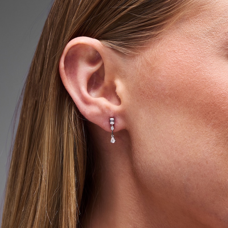 0.50 CT. T.W. Multi-Shape Certified Lab-Grown Diamond Drop Earrings in Sterling Silver (F/SI2)