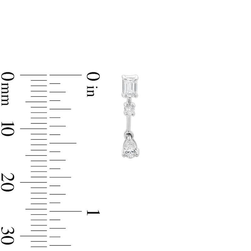 0.50 CT. T.W. Multi-Shape Certified Lab-Grown Diamond Drop Earrings in Sterling Silver (F/SI2)