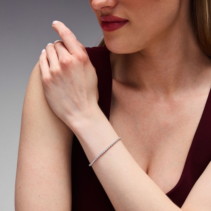 1.00 CT. T.W. Certified Lab-Grown Diamond "Mom" Charm Tennis Bracelet in Sterling Silver (F/SI2) - 7.0"