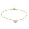 Thumbnail Image 1 of 0.10 CT. T.W. Lab-Grown Diamond Solitaire Heart Charm Bracelet in Sterling Silver with 14K Gold Plate (I/I1) - 7.25"