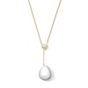 Thumbnail Image 1 of Baroque Cultured Pearl and White Lab-Created Sapphire Drop Necklace in Sterling Silver with 24K Gold Plate - 17"