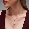 Thumbnail Image 2 of Baroque Cultured Pearl and White Lab-Created Sapphire Drop Necklace in Sterling Silver with 24K Gold Plate - 17"